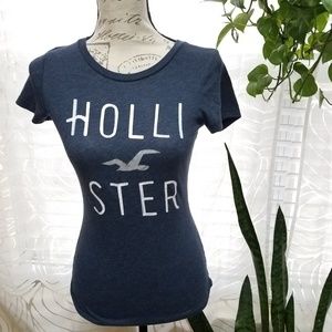 SALE | Hollister Glitter Graphic T Shirt Navy Blue